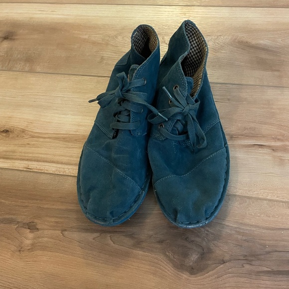 Toms Shoes blue suede booties women’s size 8.5 - Picture 2 of 4